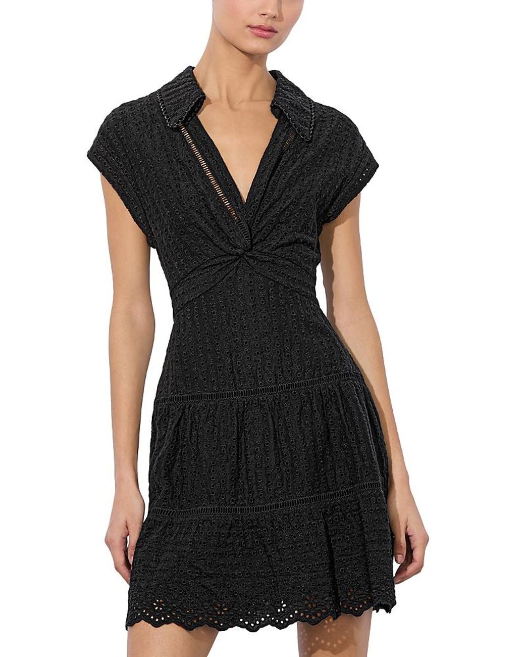 Alice+Olivia■Mila Eyelet Deep V Neck Dress■ドレス Alice + Olivia Mila Eyelet Deep V Neck Dress in Black | Lyst