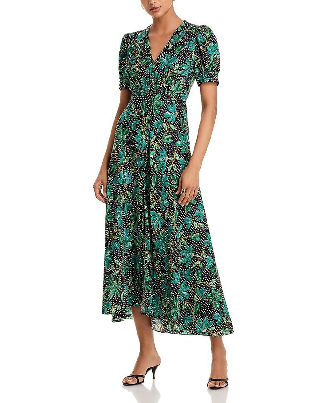 green emerald velvet dress Saloni | Mya Dress | Astilbe Forest main image 0