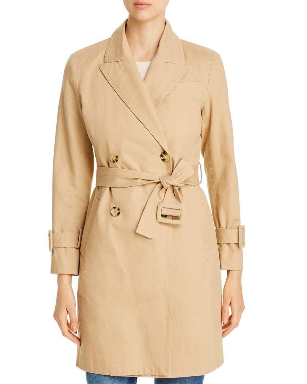 Avec Les Filles Synthetic Double - Breasted Trench Coat in Camel ...