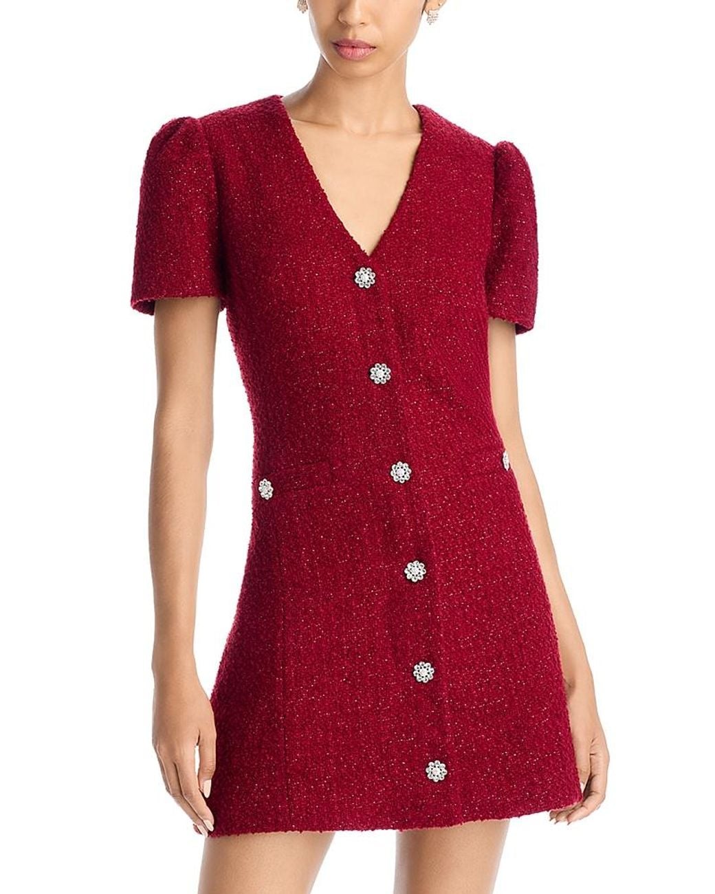 Aqua Tweed Dress in Red | Lyst