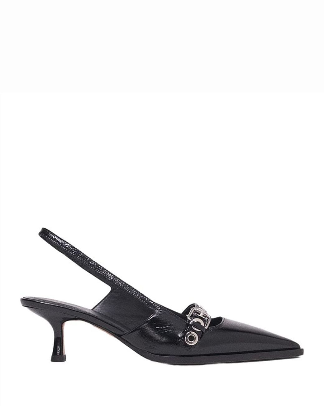 Maje Blue Leather Slingback Pumps