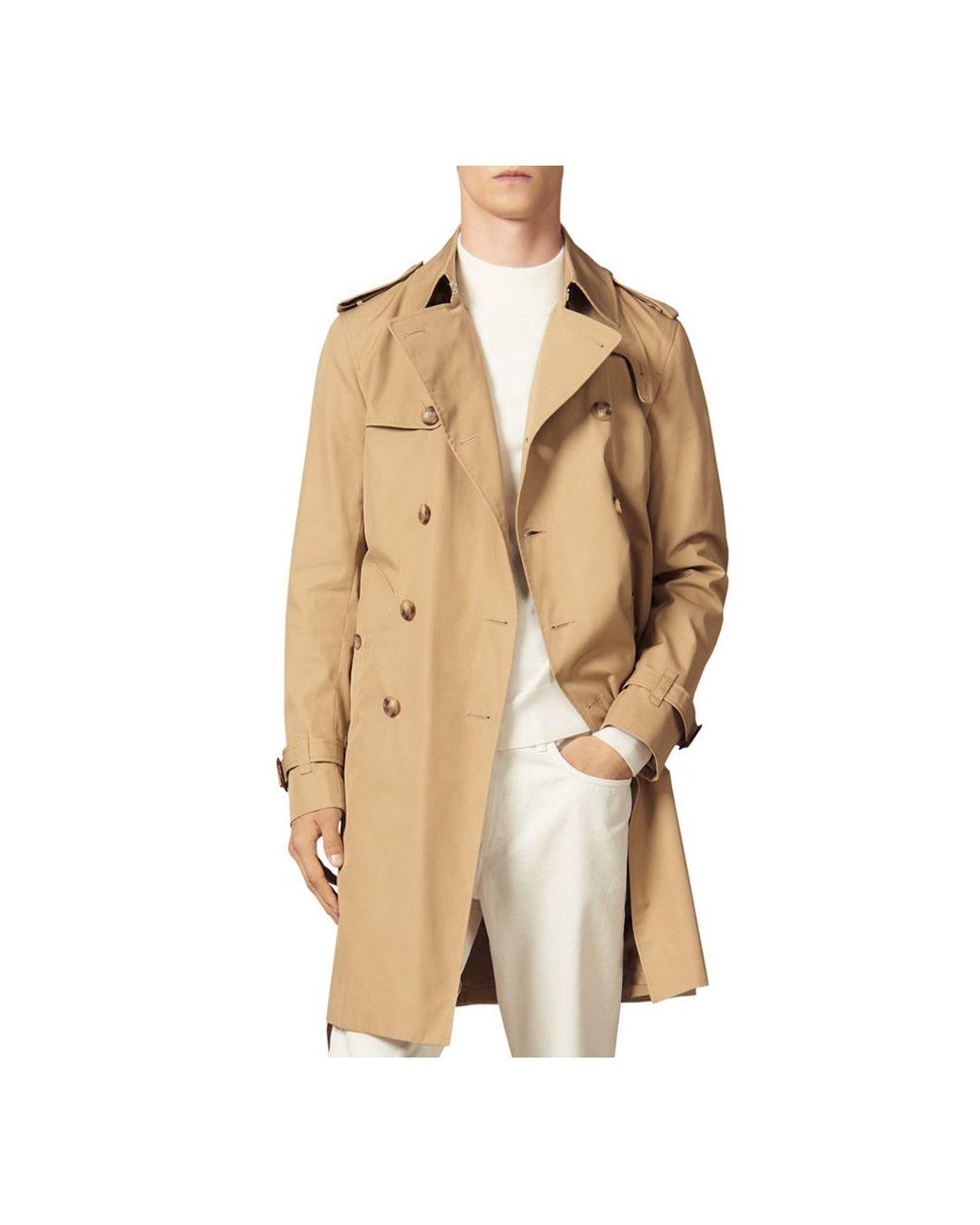 Sandro Magnetic Trench Coat in Natural for Men | Lyst Canada