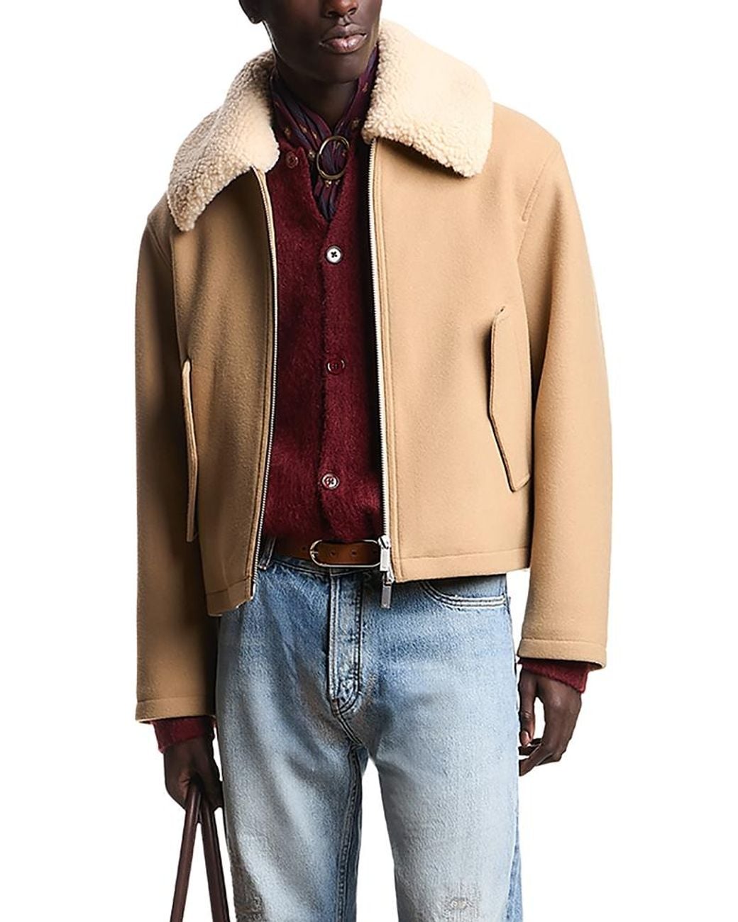 Emporio Armani Blue Wool Blouson Jacket for men