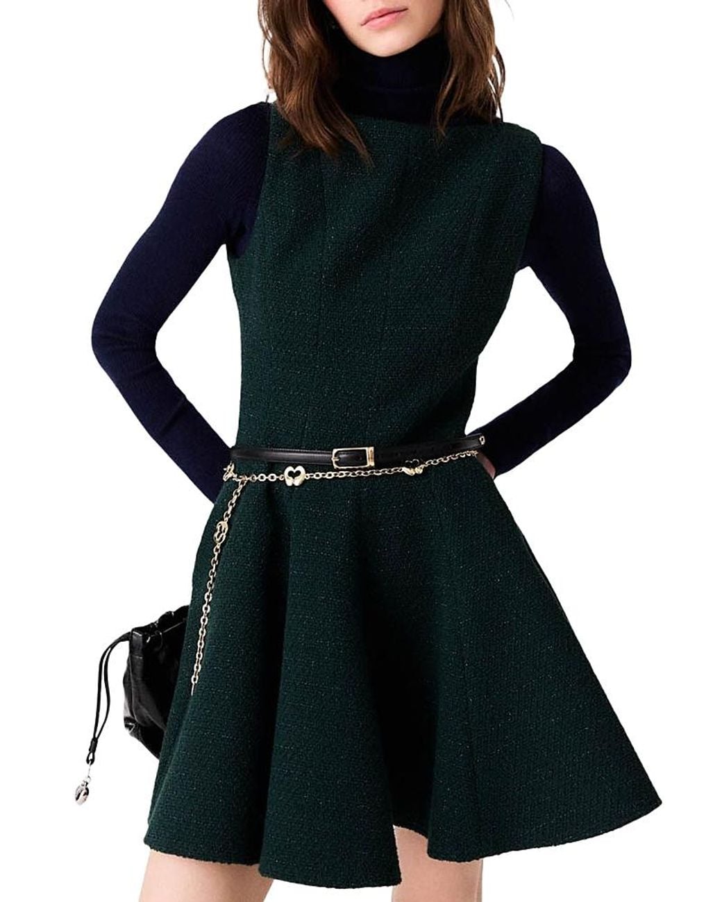 Maje Black Risolande Tweed Mini Dress
