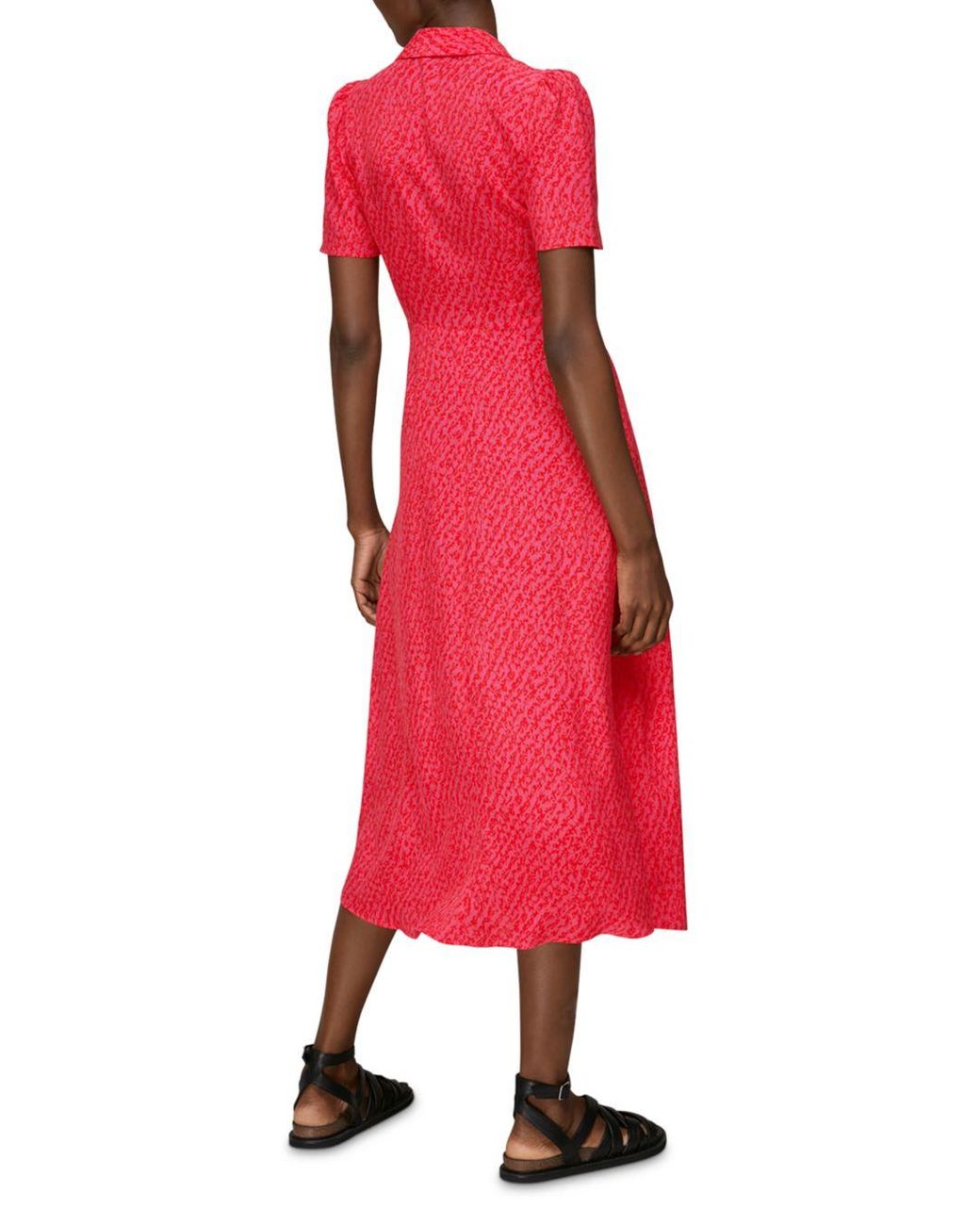 whistles textured belted midi dress