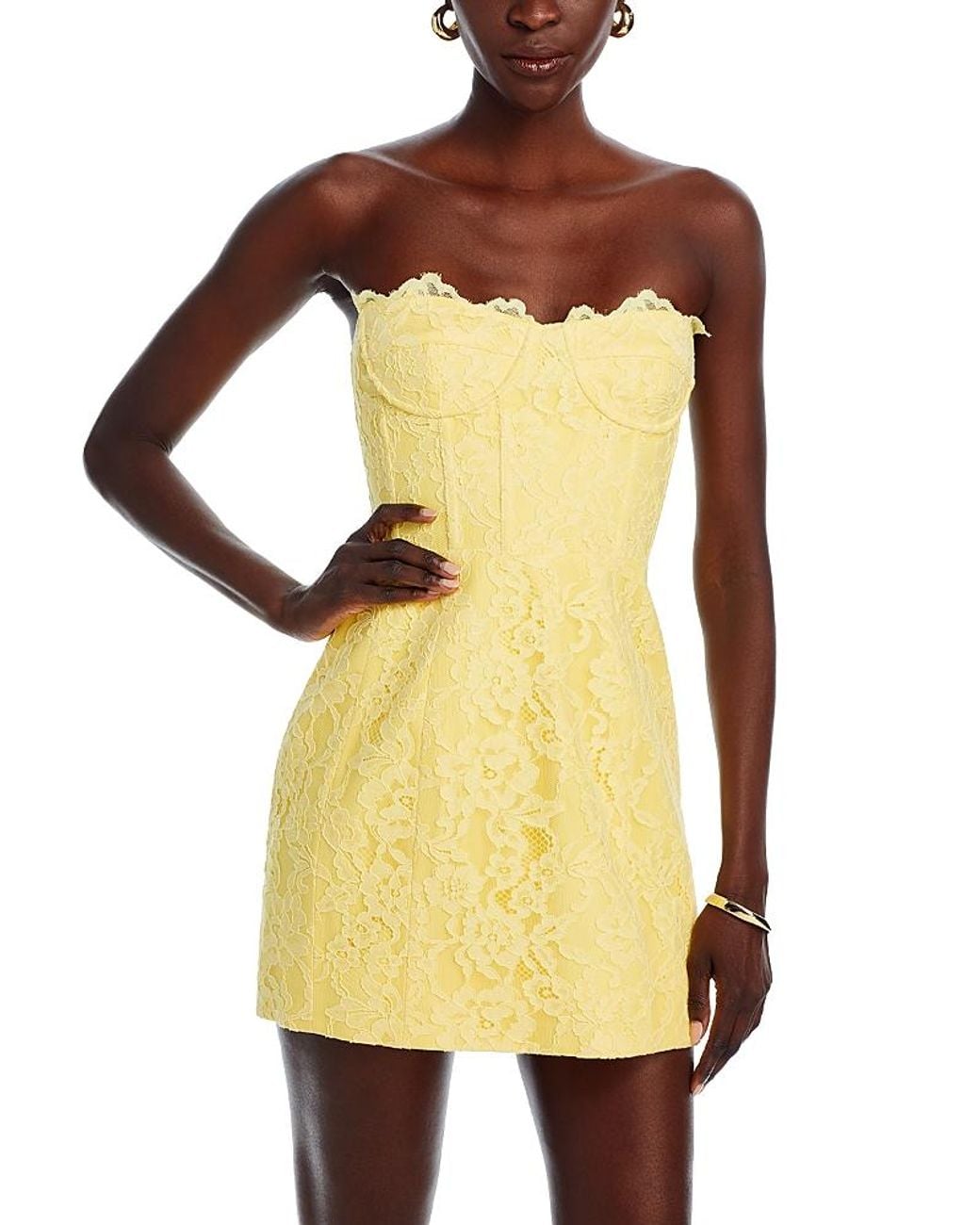 Bardot Clarina Lace Mini Dress in Yellow | Lyst