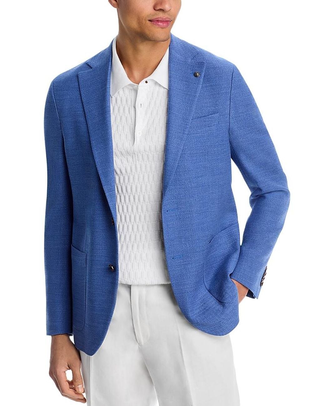 Jack Victor Blue Hampton Regular Fit Textured Jersey Soft Jacket for men