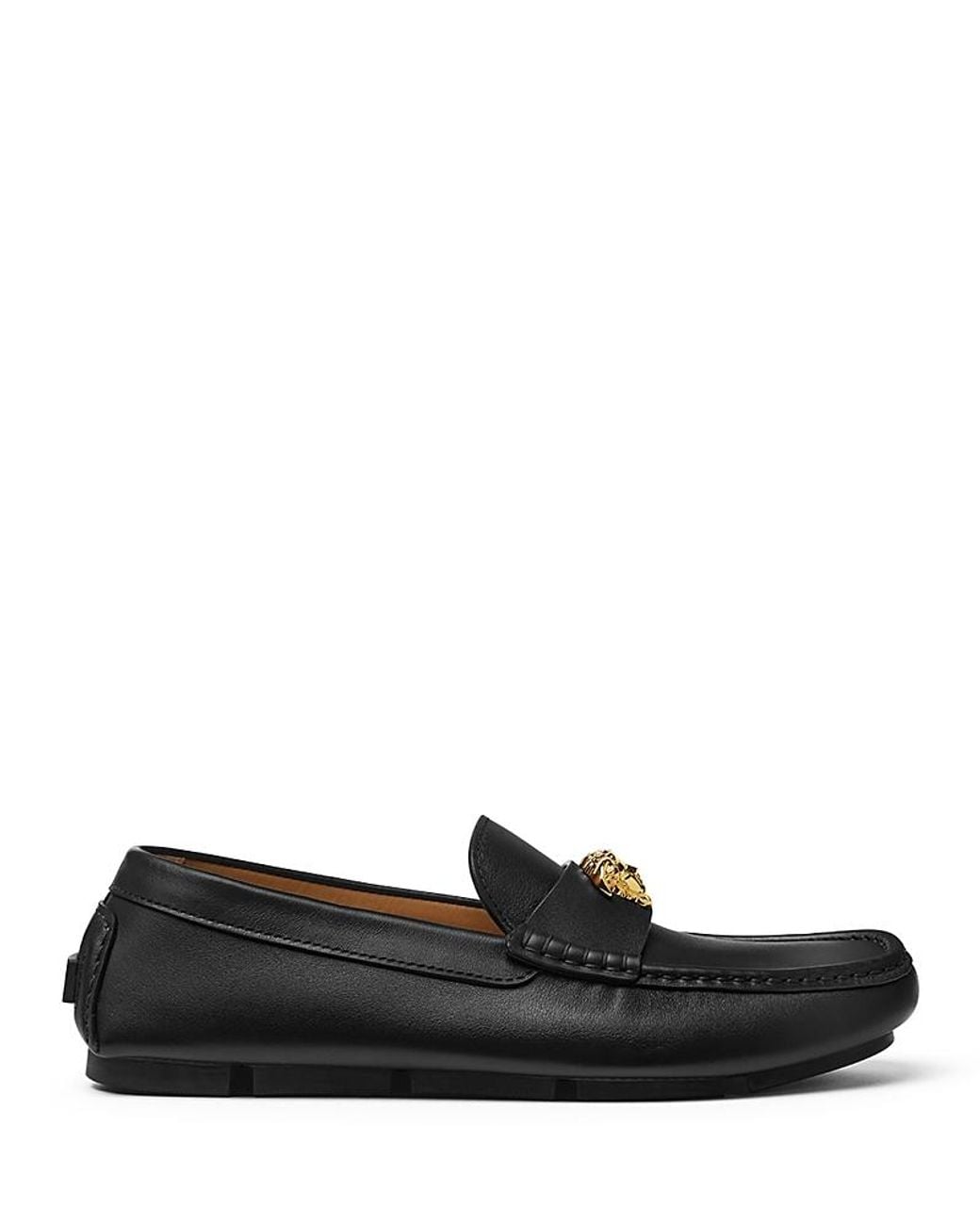 Versace Black Leather Loafers for men