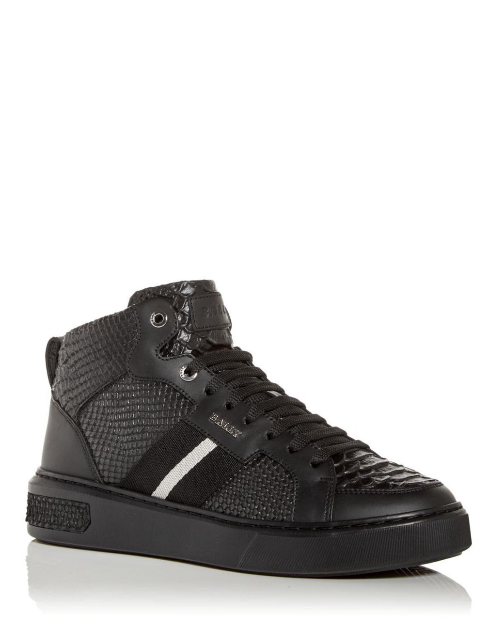 Bally Leather Myles High Top Sneakers in Black Snake (Black) for Men - Lyst