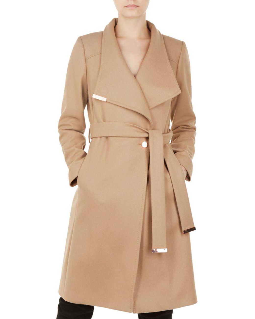 Ted Baker Sandra Belted Wrap Coat in Natural | Lyst