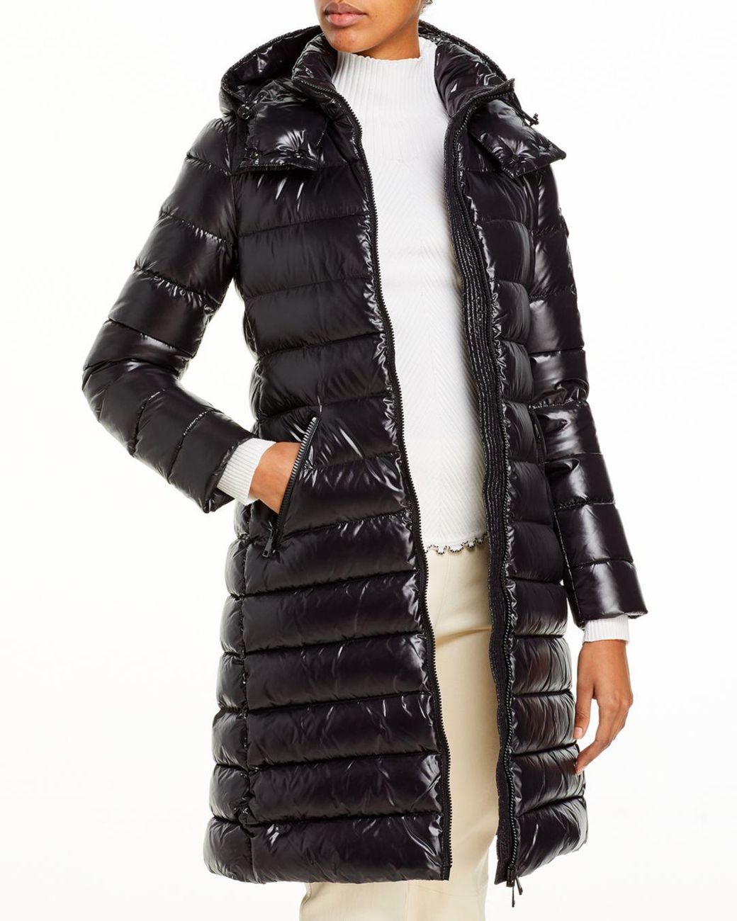Moncler Synthetic Moka Down Coat in Black - Lyst