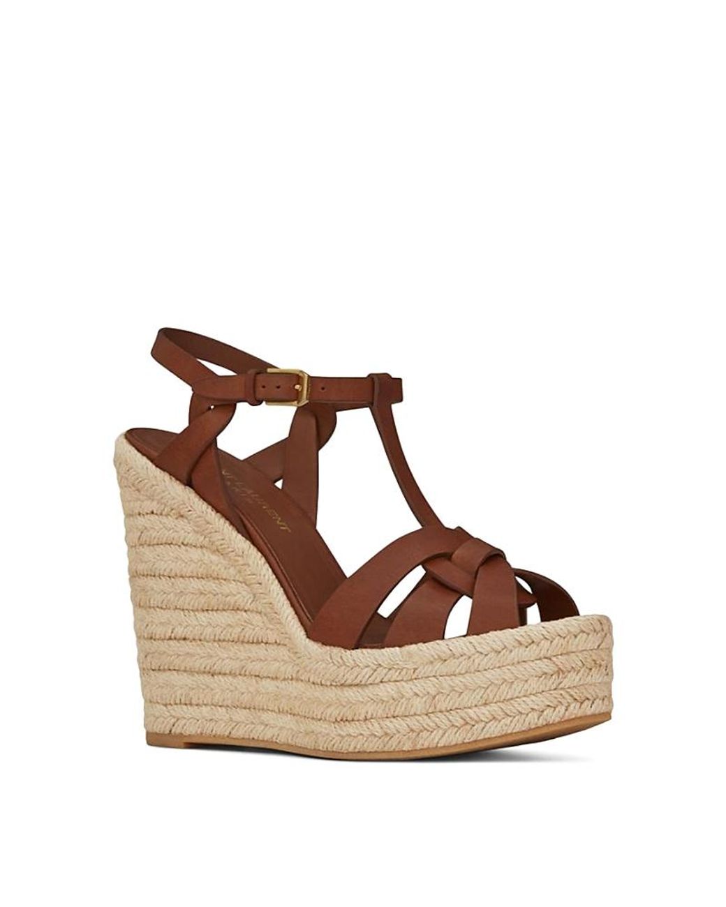 Saint Laurent Brown Tribute Espadrilles Wedge