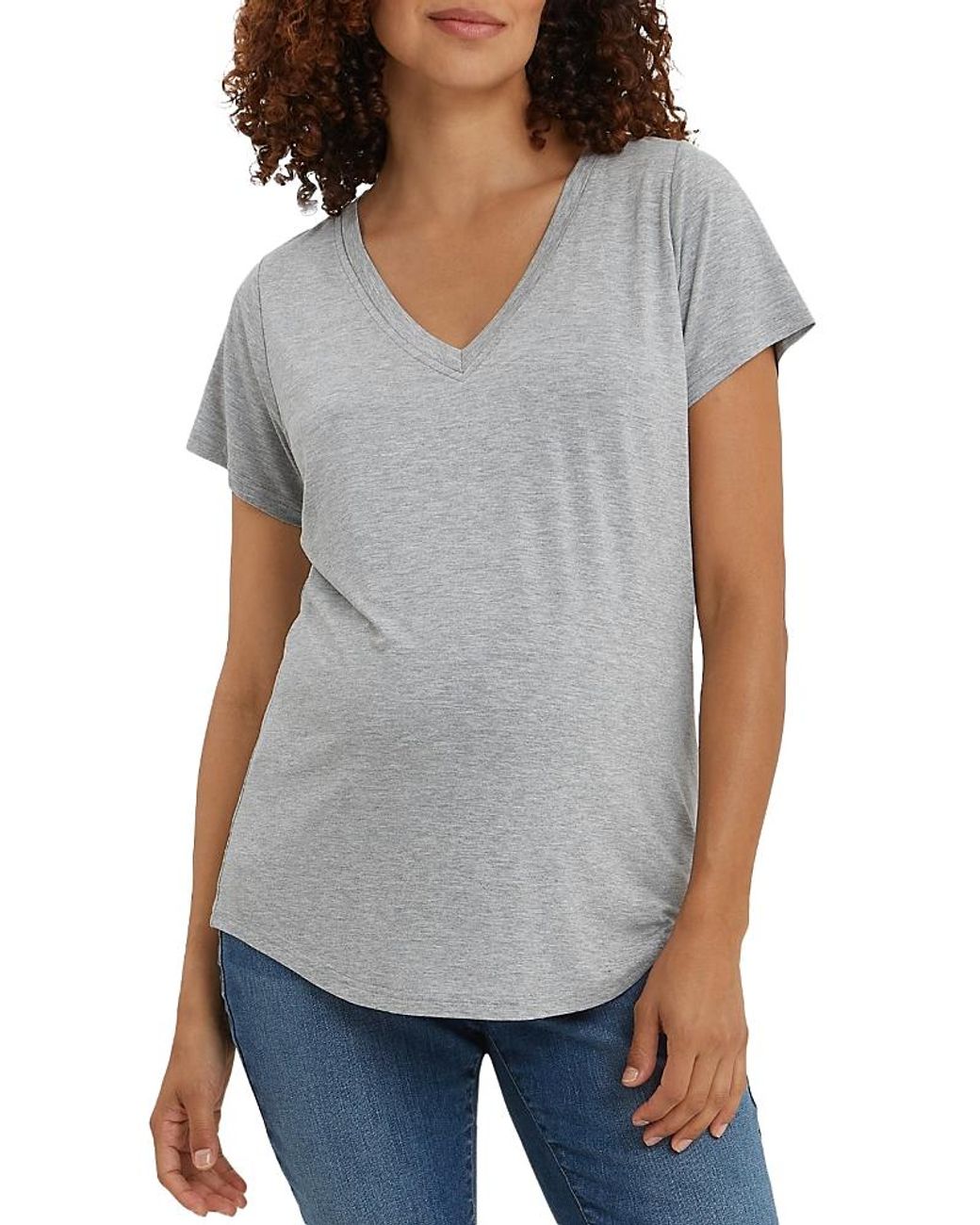 Nom Maternity Gray V-Neck Nursing Tee