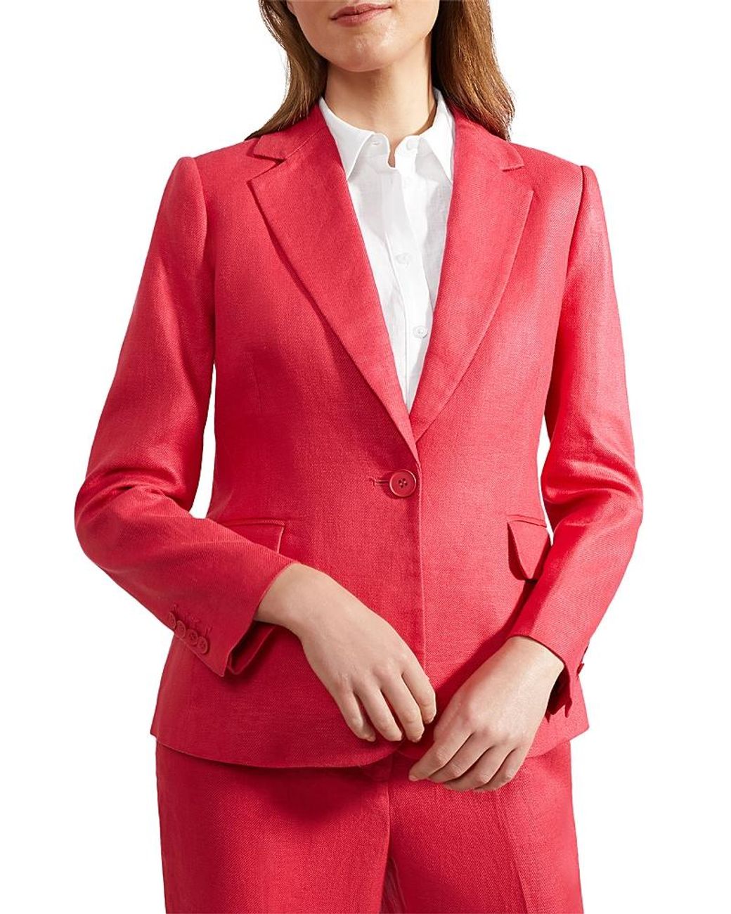 Hobbs Red Mirabel Linen Single Breasted Jacket