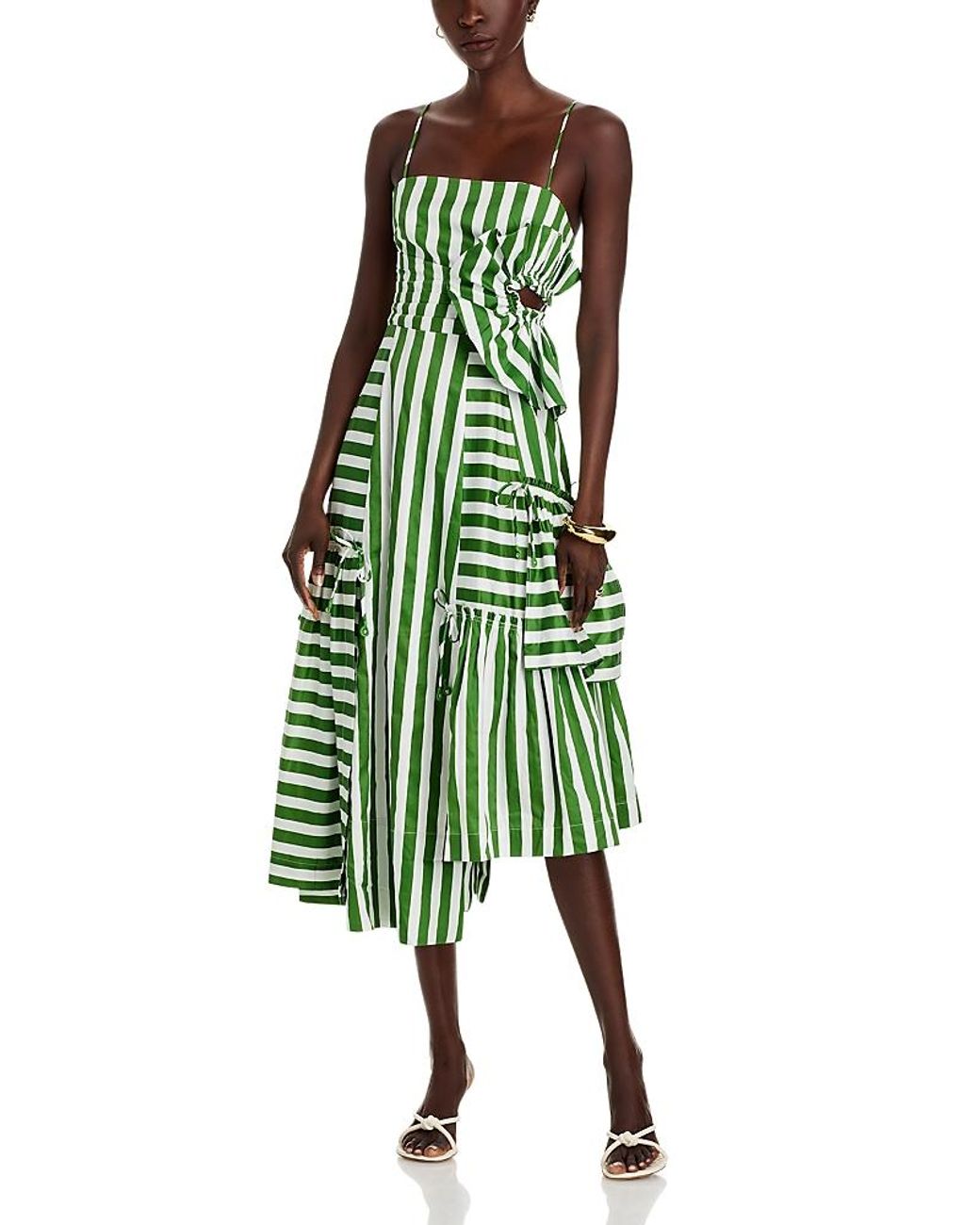 FARM Rio Tropical Flight Stripes Midi Dress in Green | Lyst