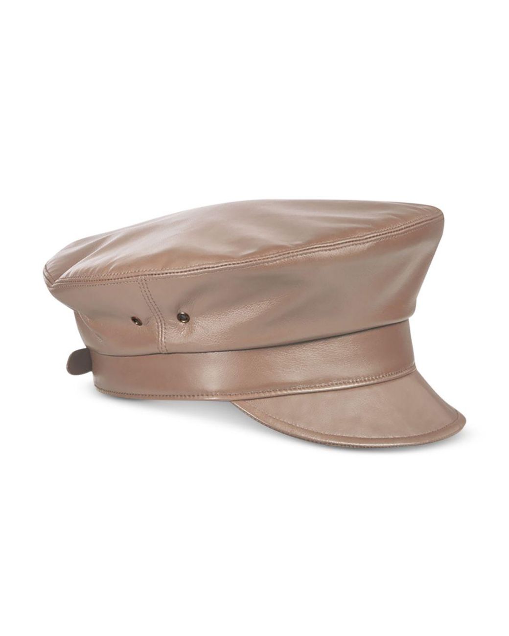 taupe leather baseball cap