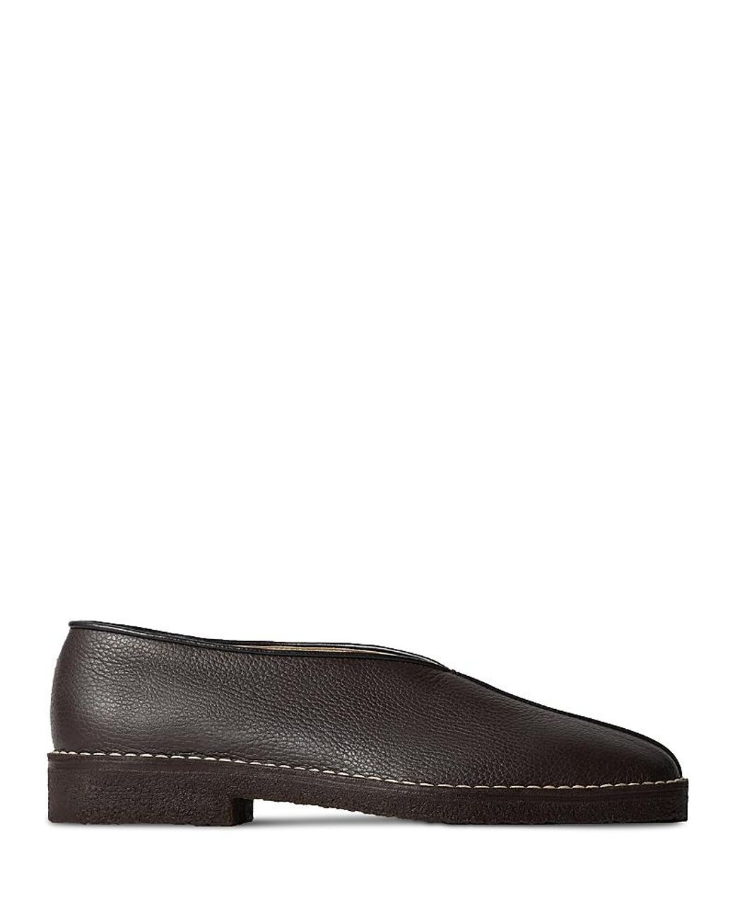 Lemaire Brown Piped Leather Slip Ons for men