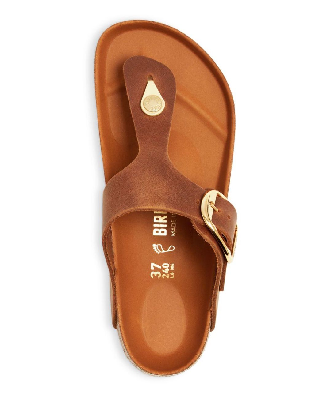 Birkenstock Leather Gizeh Big Buckle Thong Sandals in Brown Leather/Gold  (Brown) | Lyst