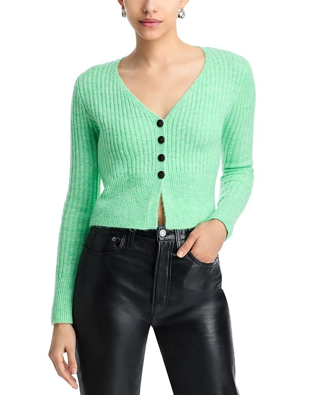 Lucy Paris Lionel V Neck Cardigan Sweater in Green Lyst