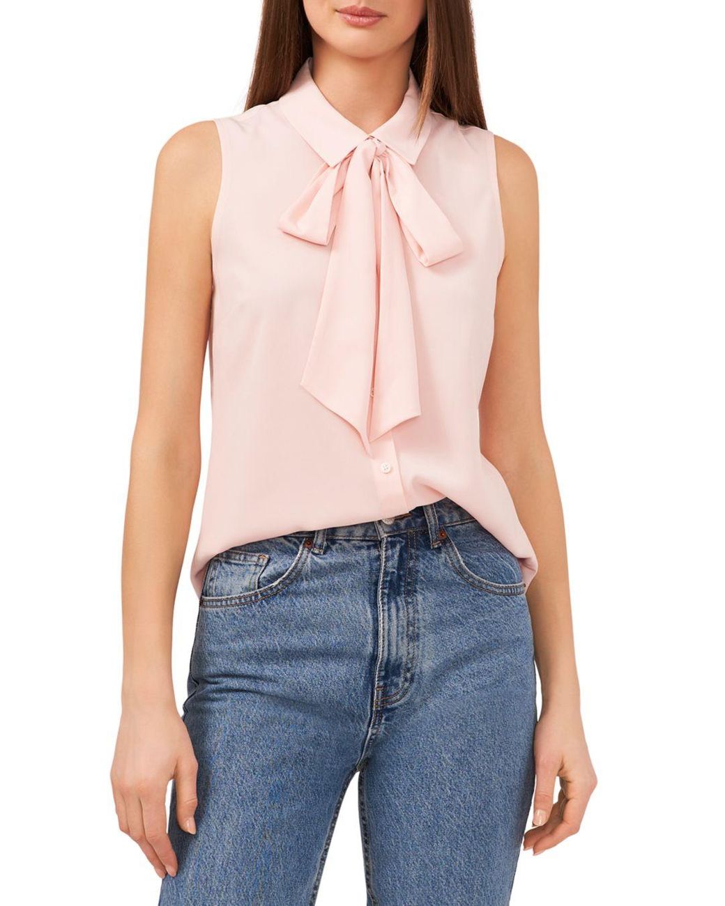 sleeveless bow tie blouse