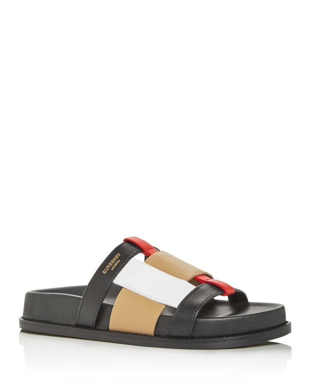 Burberry Ellendale Woven Slide Sandals in Black | Lyst