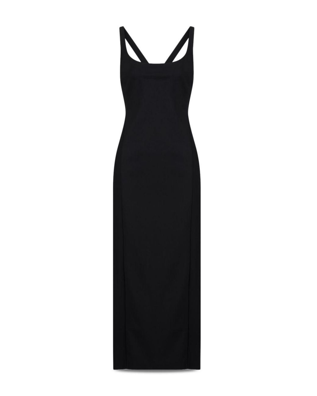 Armani Emporio Vestito Sleeveless Scoop Neck Midi Dress in Black | Lyst
