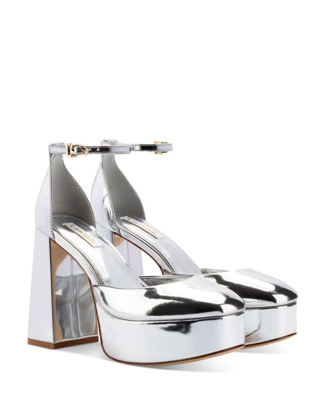 Larroude Leather Ari High Heel Platform Pumps in Silver (White) Lyst