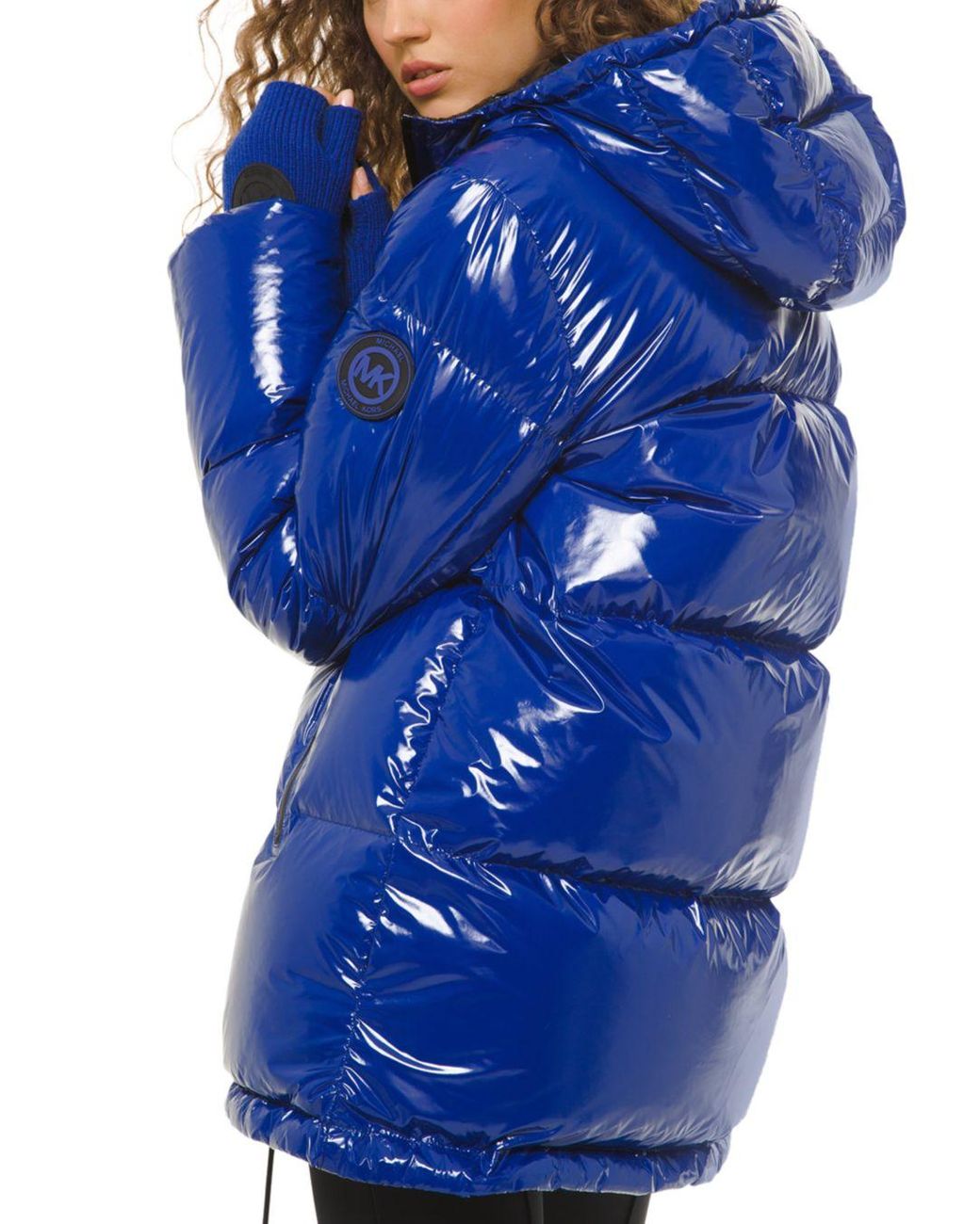 MICHAEL Michael Kors Hooded & Quilted Ciré Down Jacket in Blue | Lyst