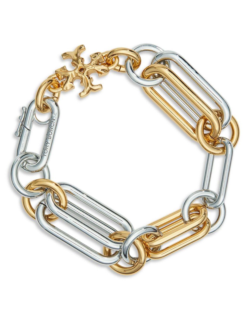Tory Burch Roxanne Mixed Link Bracelet In Rhodium & 18k Gold Plated in  Metallic | Lyst