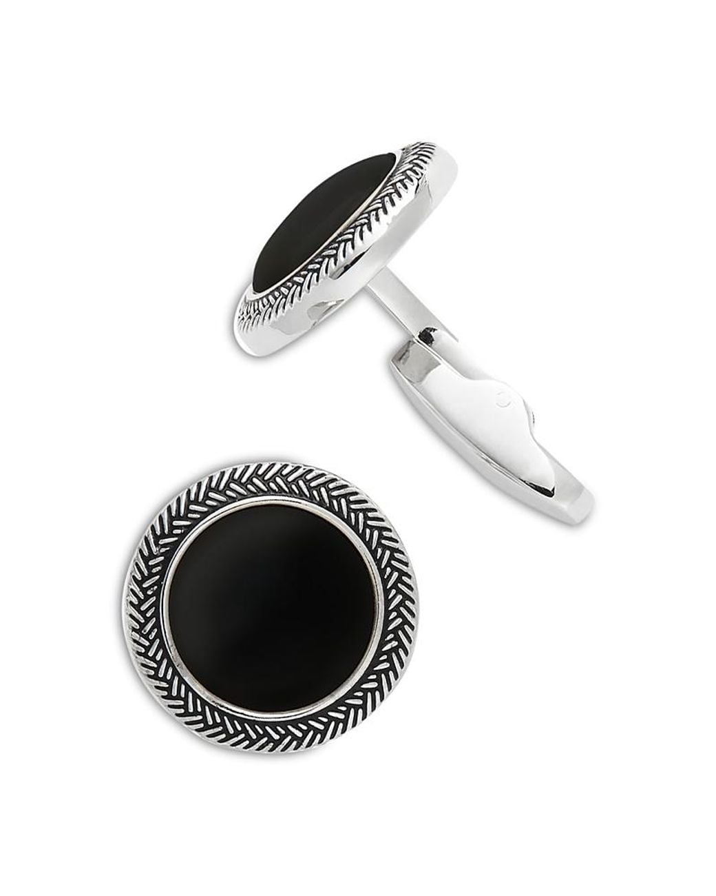 Link Up White Round With Braided Border Cufflinks for men