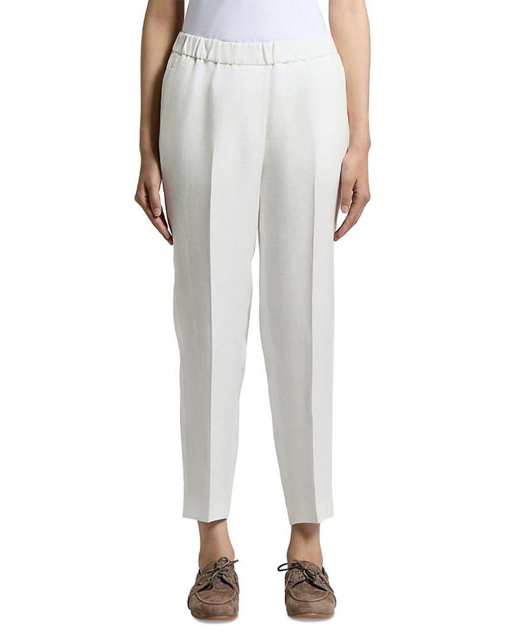 Peserico Gray Pull On Linen & Wool Pants