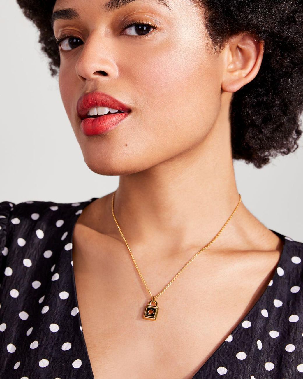 Spade Padlock Mini Pendant Necklace 
