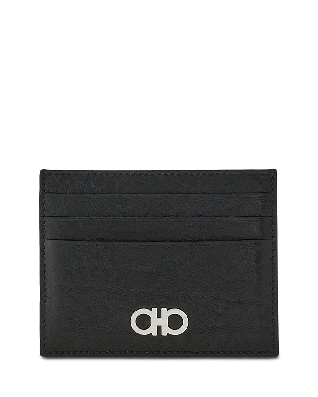 Ferragamo Black Leather Card Case for men