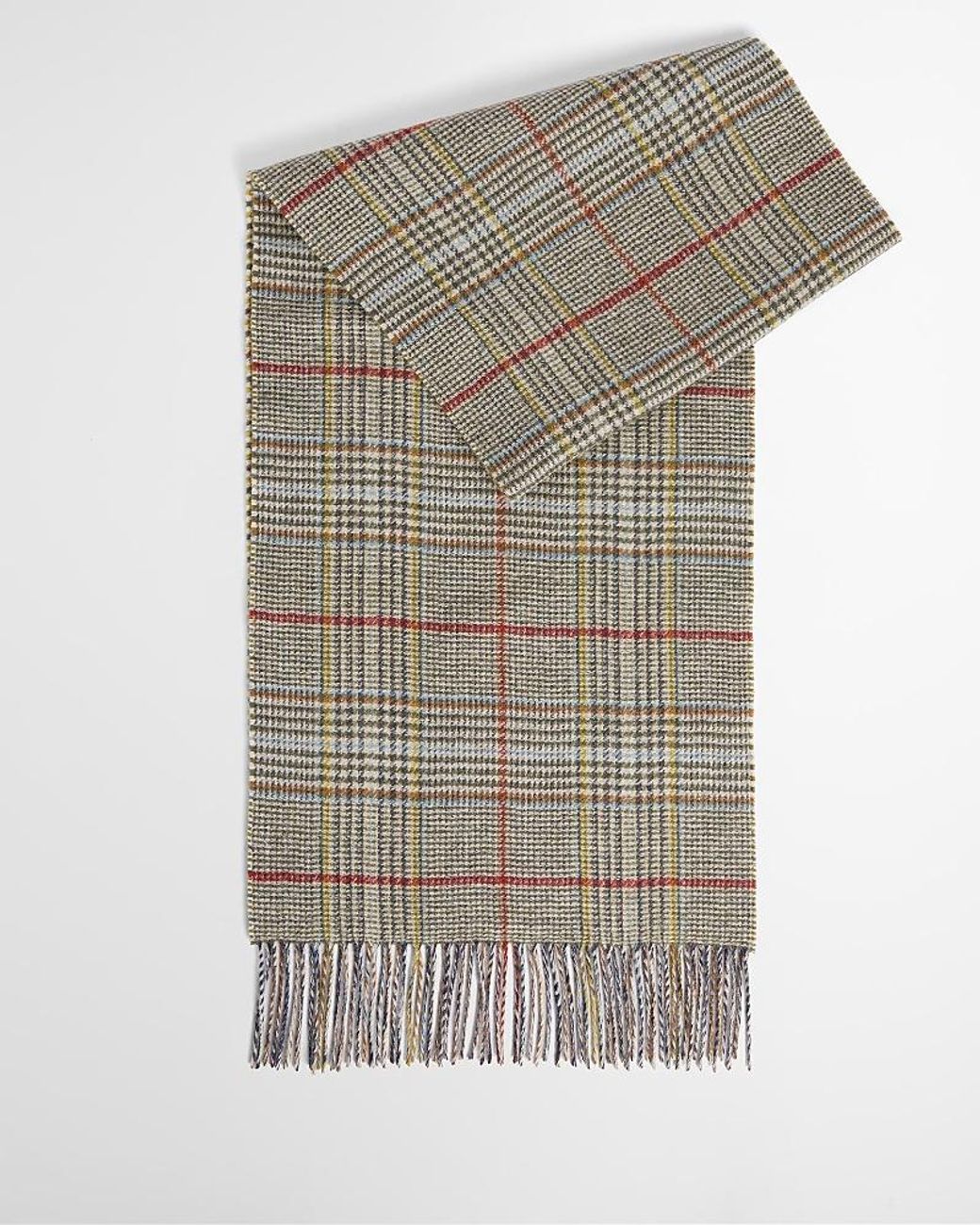 Barbour Gray Macklow Reversible Plaid Wool Scarf for men