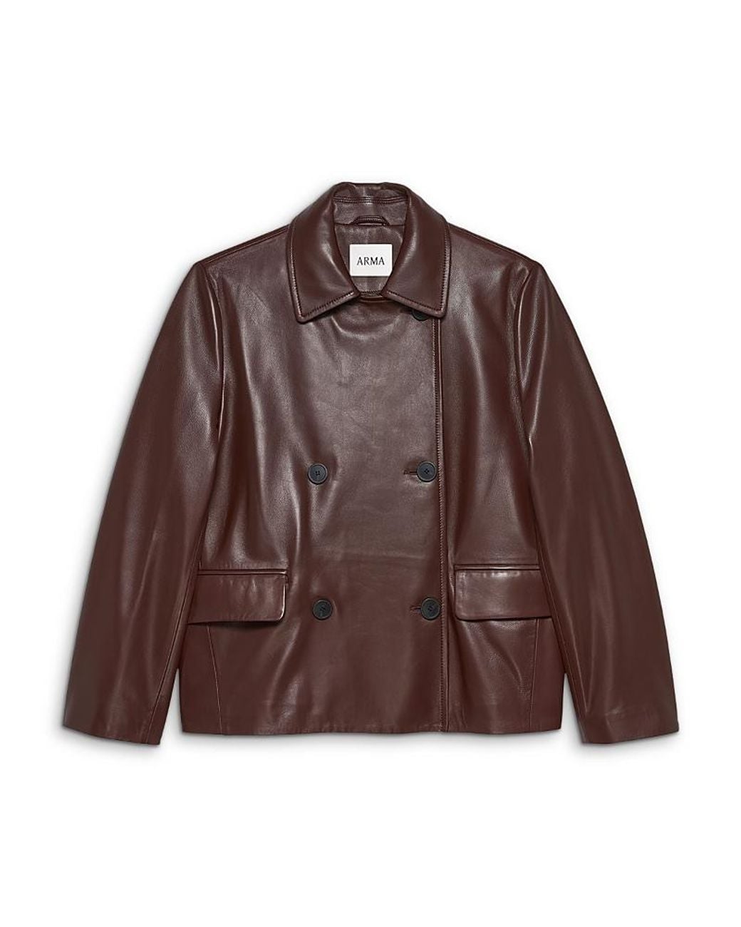Arma Brown Nerina Leather Double Breasted Jacket