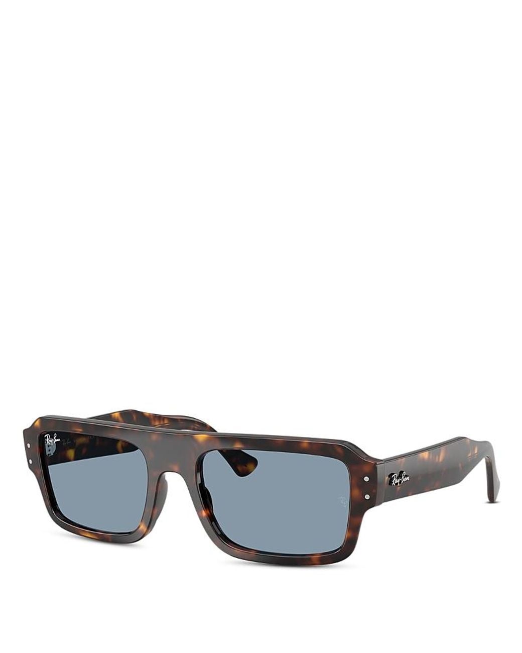 Ray-Ban Gray Flacko Rectangular Sunglasses, 56Mm