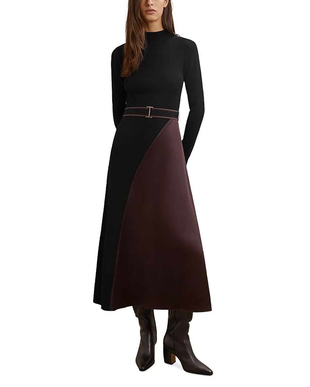 Reiss Misty Knit Midi Dress in Black | Lyst