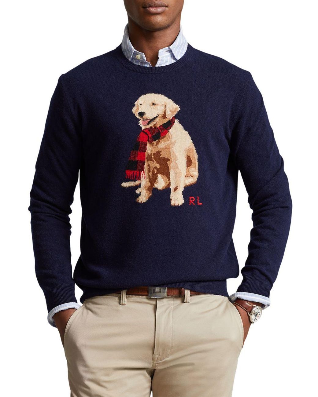 Polo Ralph Lauren Dog Intarsia Cashmere Sweater in Blue for Men Lyst