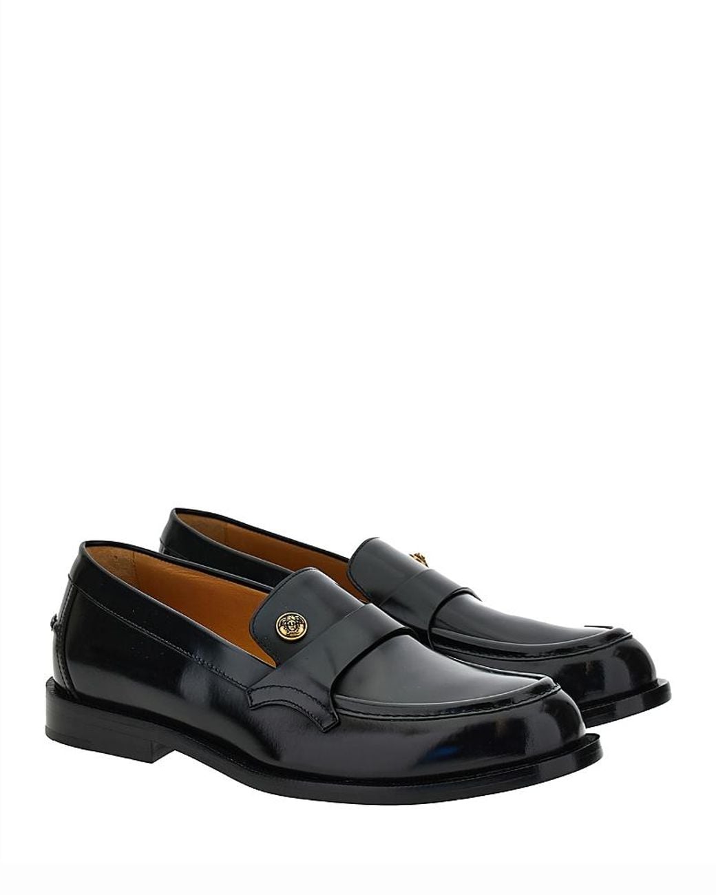 Versace Black Leather Loafers for men