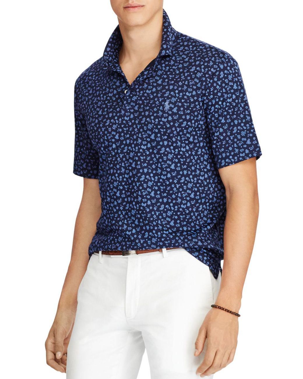 Polo Ralph Lauren Floral Classic Fit Soft-touch Short Sleeve Polo Shirt in  Blue for Men | Lyst