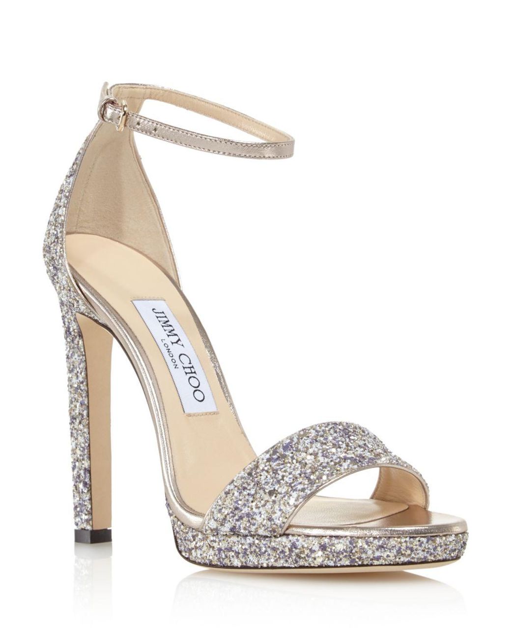 ジミーチュウ Misty120 Jimmy Choo Misty 120 Natural And Silver Metallic Linen
