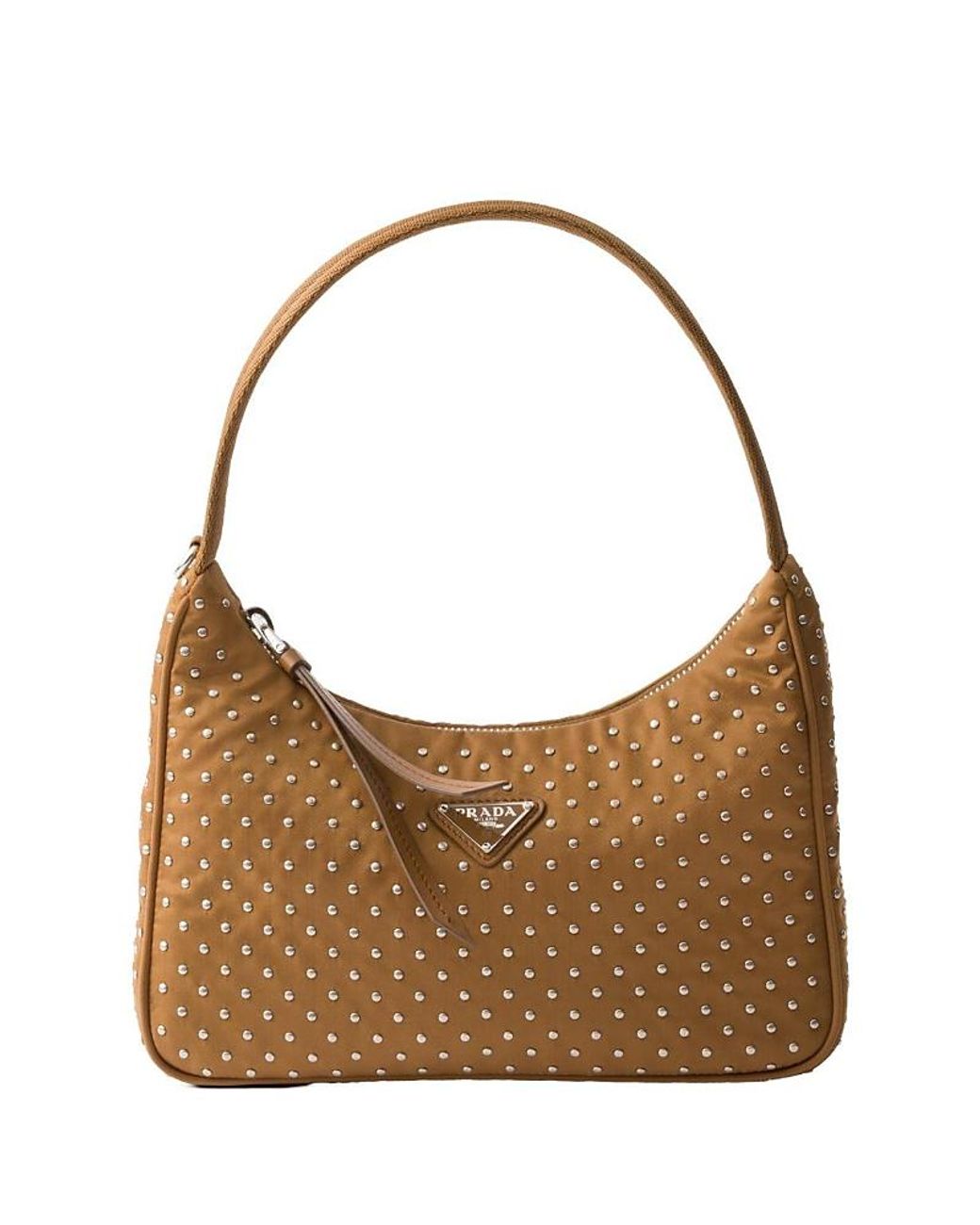 Prada Re-Edition Re-Nylon Mini Bag With Studs in Brown | Lyst