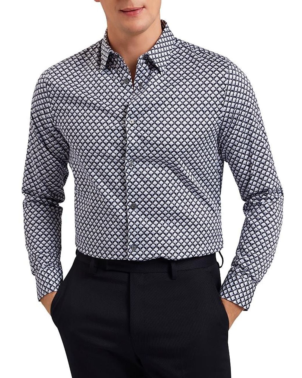 Ted Baker Blue Emmets Printed Button Front Shirt for men