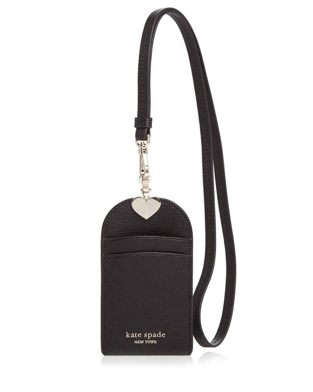 Kate Spade Leather Id & Card Lanyard in Black | Lyst