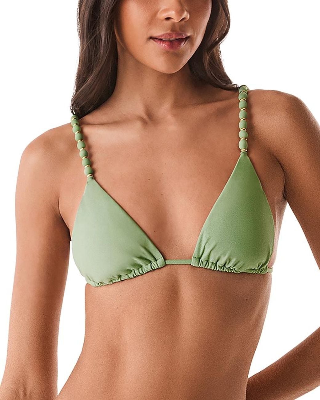 ViX Green Beads Triangle Parallel Bikini Top