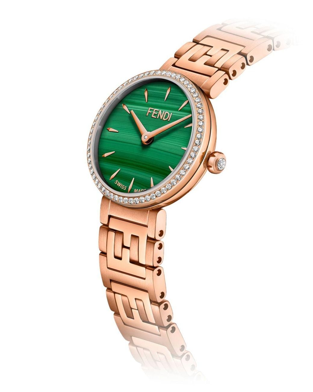 Fendi Satin Forever Watch in Green/Rose 