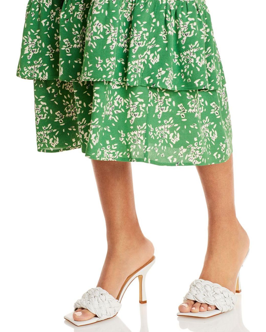 Ba&sh Vika Ruffled Midi Dress in Green | Lyst Canada