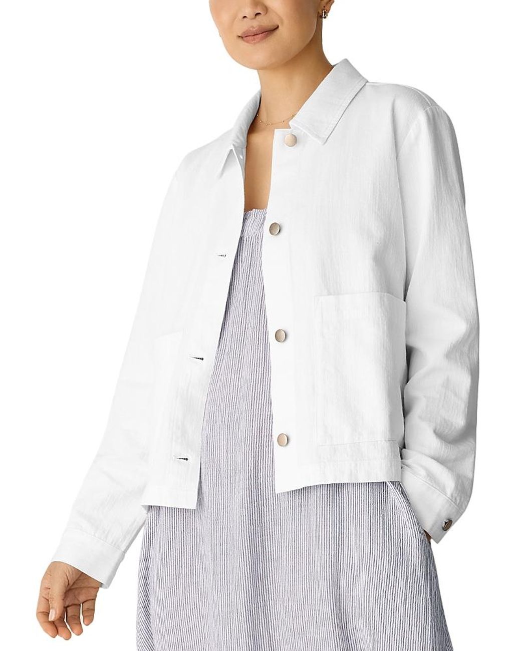 Eileen Fisher Gray Collared Jacket