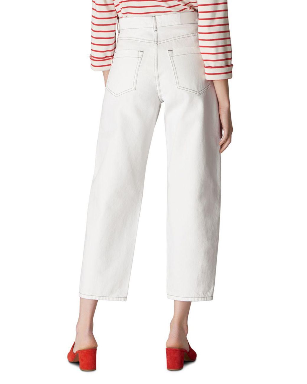 High Waist Barrel Leg Jeans In White 