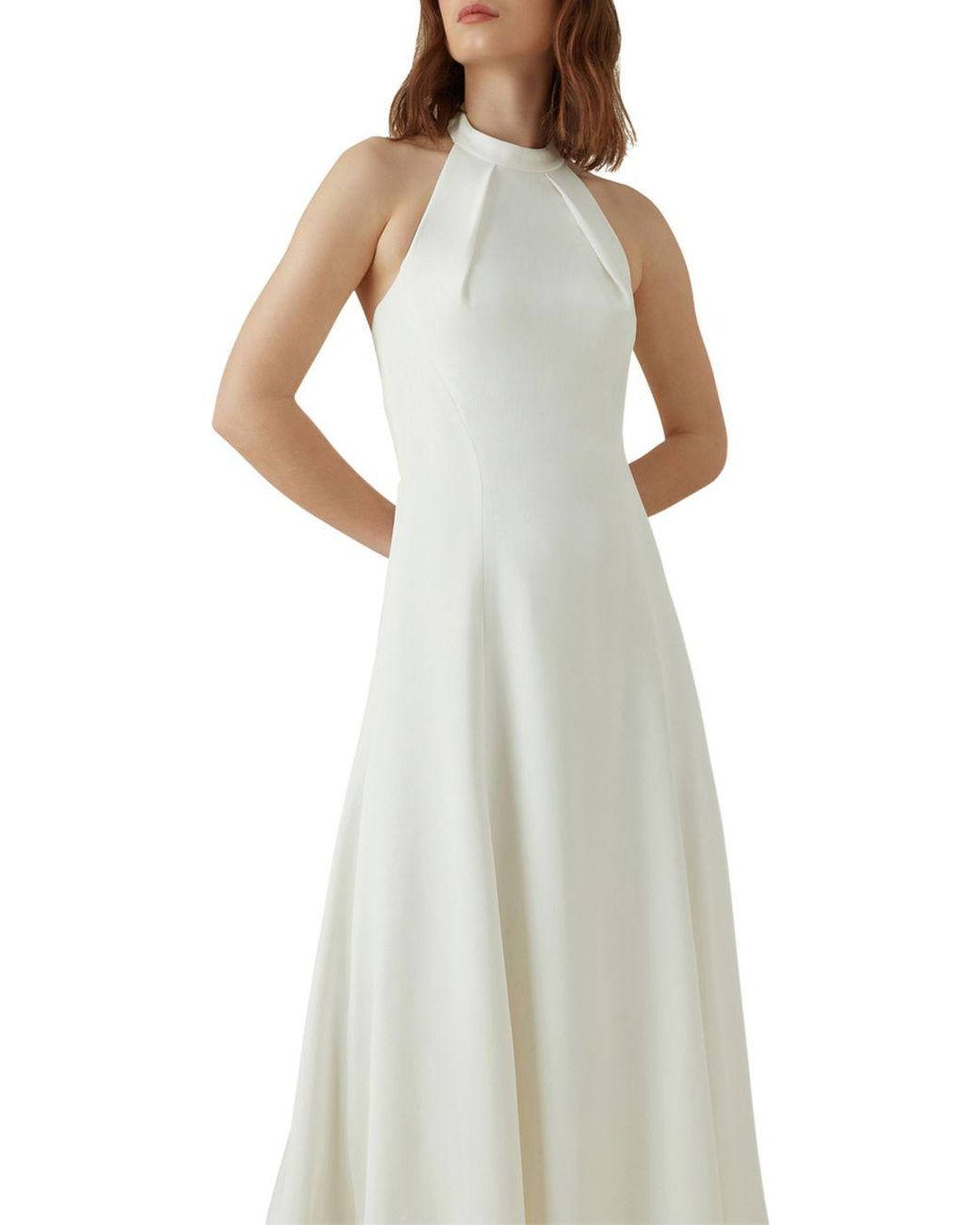 Karen Millen Halter A - Line Midi Dress in White | Lyst